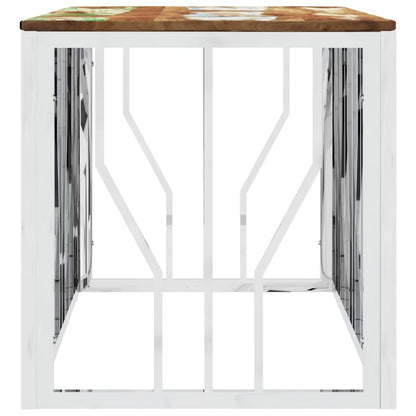 Salontafel Roestvrij Staal En Massief Gerecycled Zilver Multikleur Hout