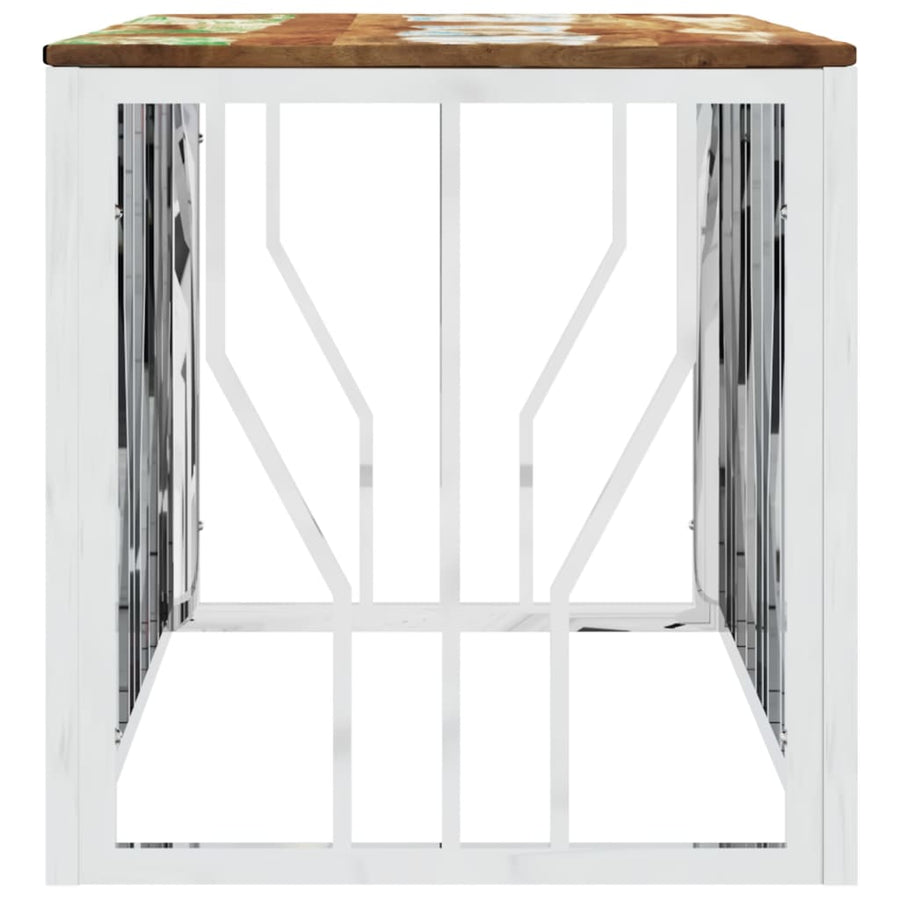 Salontafel Roestvrij Staal En Massief Gerecycled Zilver Multikleur Hout