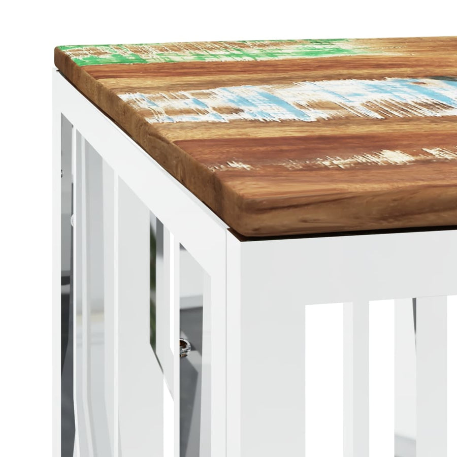 Salontafel Roestvrij Staal En Massief Gerecycled Zilver Multikleur Hout