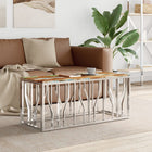 Salontafel 110x45x45 cm roestvrij staal gerecycled hout