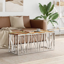 Salontafel Roestvrij Staal En Massief Gerecycled Zilver Multikleur Hout