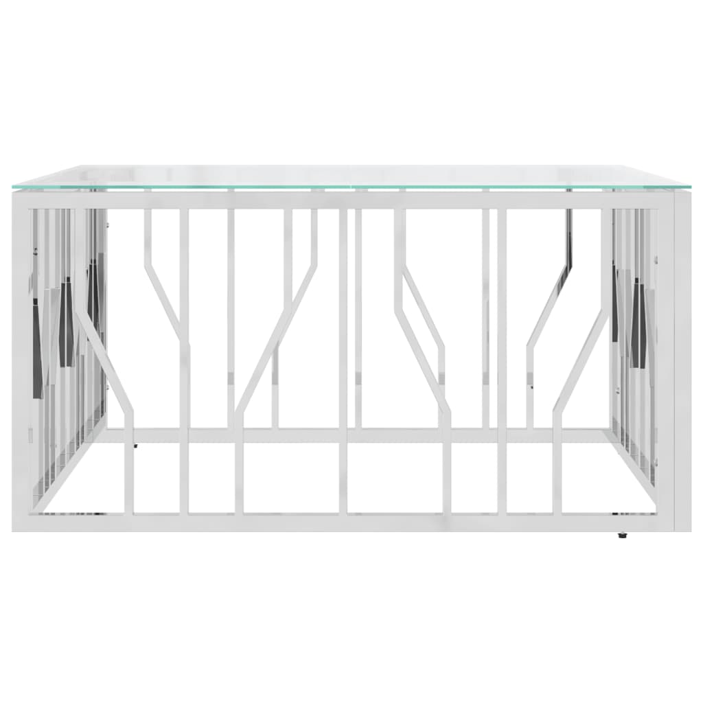 Salontafel 80X80X40 Cm Roestvrij Staal En 1 Zilver Glas