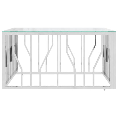 Salontafel 80X80X40 Cm Roestvrij Staal En 1 Zilver Glas