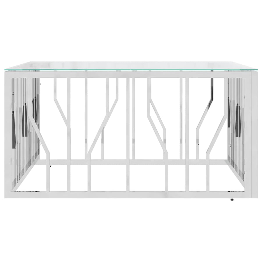 Salontafel 80X80X40 Cm Roestvrij Staal En 1 Zilver Glas