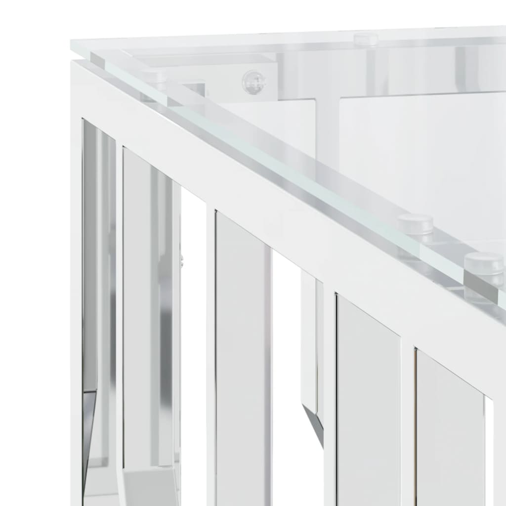 Salontafel 80X80X40 Cm Roestvrij Staal En 1 Zilver Glas