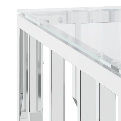 Salontafel 80X80X40 Cm Roestvrij Staal En 1 Zilver Glas