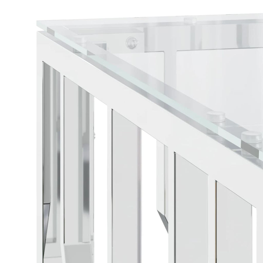 Salontafel 80X80X40 Cm Roestvrij Staal En 1 Zilver Glas