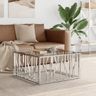 Salontafel 80x80x40 cm roestvrij staal glas