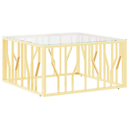 Salontafel 80X80X40 Cm Roestvrij Staal En Kleurig Goud Glas
