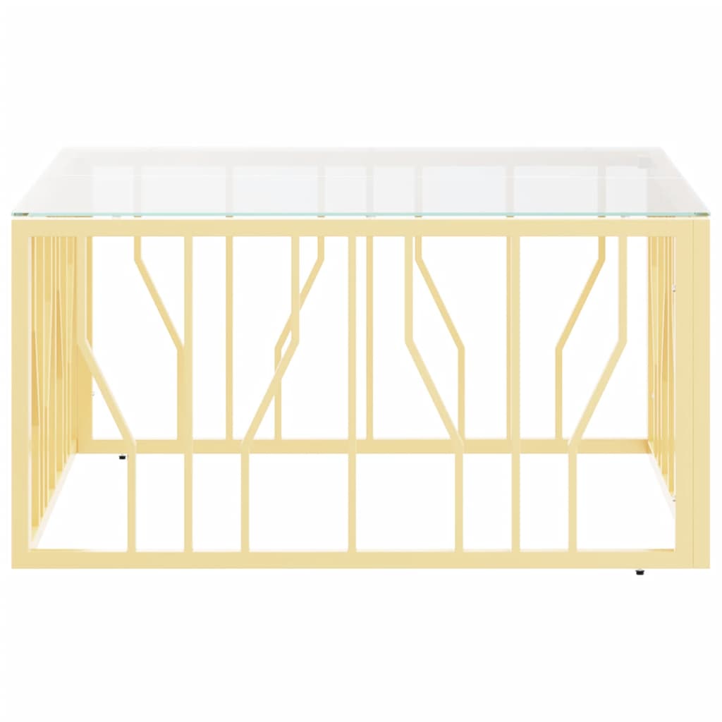Salontafel 80X80X40 Cm Roestvrij Staal En Kleurig Goud Glas