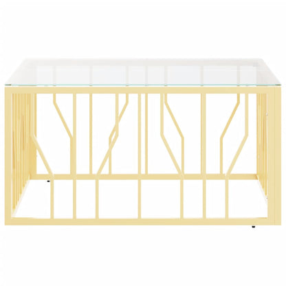 Salontafel 80X80X40 Cm Roestvrij Staal En Kleurig Goud Glas