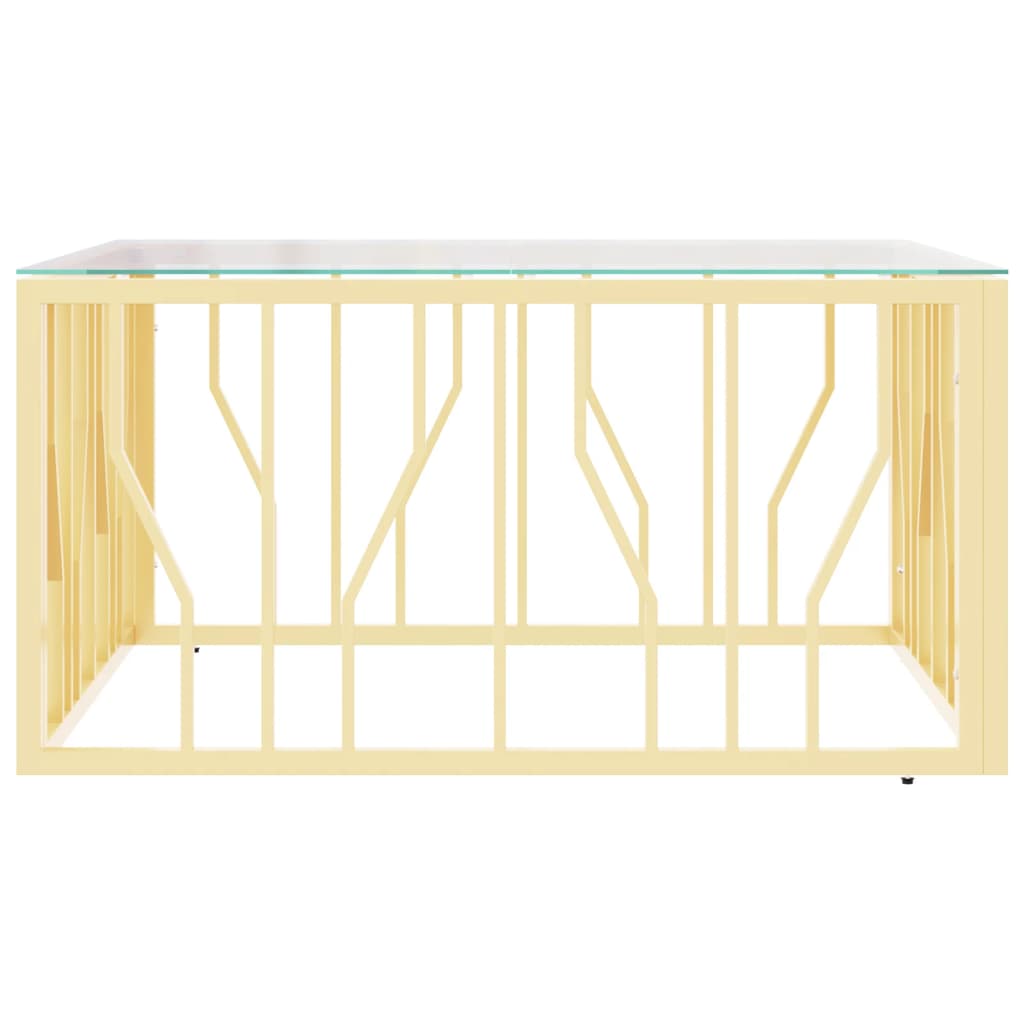 Salontafel 80X80X40 Cm Roestvrij Staal En Kleurig Goud Glas