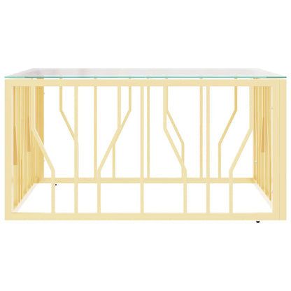 Salontafel 80X80X40 Cm Roestvrij Staal En Kleurig Goud Glas