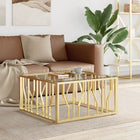 Salontafel 80x80x40 cm roestvrij staal glas goud