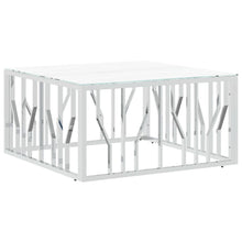 Salontafel 80X80X40 Cm Roestvrij Staal En Kleurig Zilver en wit Glas