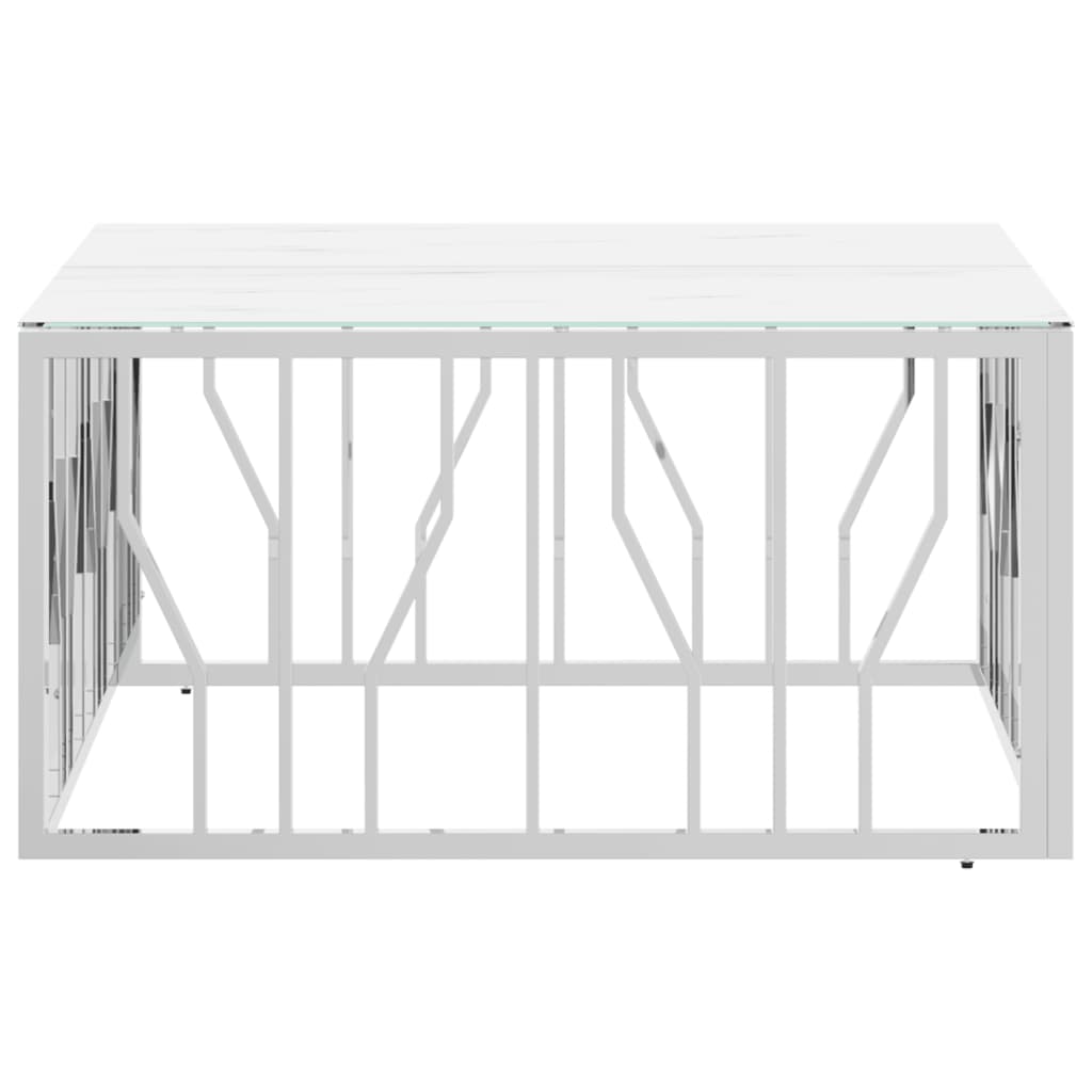 Salontafel 80X80X40 Cm Roestvrij Staal En Kleurig Zilver en wit Glas