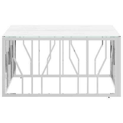 Salontafel 80X80X40 Cm Roestvrij Staal En Kleurig Zilver en wit Glas