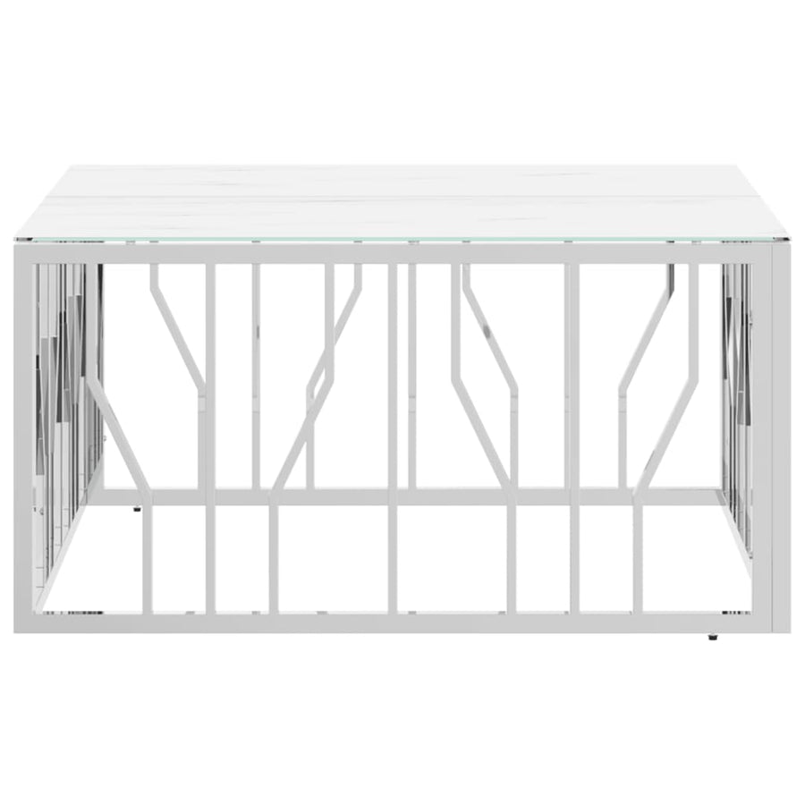 Salontafel 80X80X40 Cm Roestvrij Staal En Kleurig Zilver en wit Glas