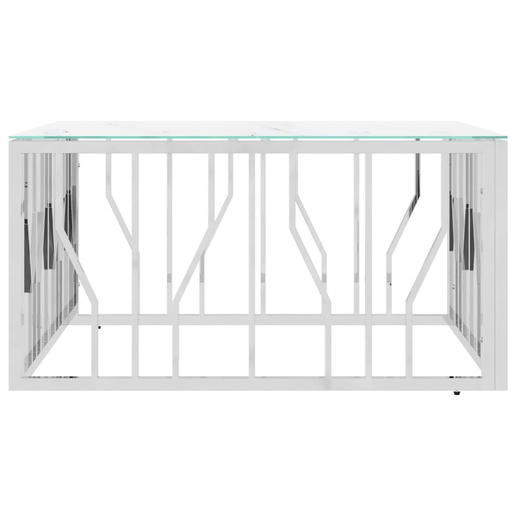 Salontafel 80X80X40 Cm Roestvrij Staal En Kleurig Zilver en wit Glas