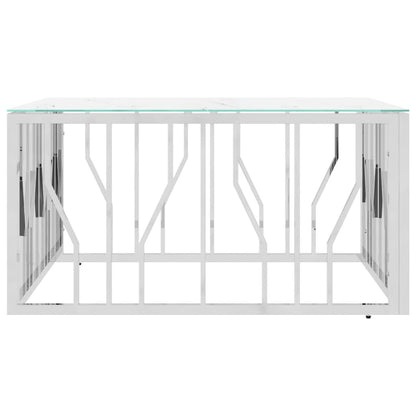 Salontafel 80X80X40 Cm Roestvrij Staal En Kleurig Zilver en wit Glas