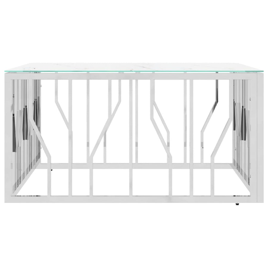Salontafel 80X80X40 Cm Roestvrij Staal En Kleurig Zilver en wit Glas