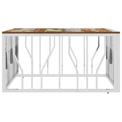 Salontafel Roestvrij Staal En Massief Gerecycled Zilver Multikleur Hout