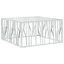 Salontafel 00X00X50 Cm Roestvrij Staal En Zilver Glas