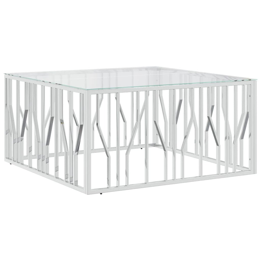 Salontafel 00X00X50 Cm Roestvrij Staal En Zilver Glas
