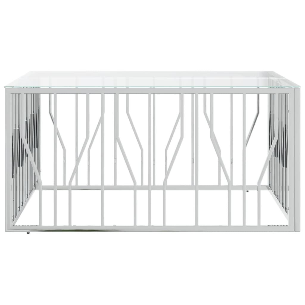 Salontafel 00X00X50 Cm Roestvrij Staal En Zilver Glas