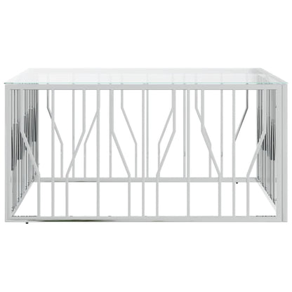 Salontafel 00X00X50 Cm Roestvrij Staal En Zilver Glas