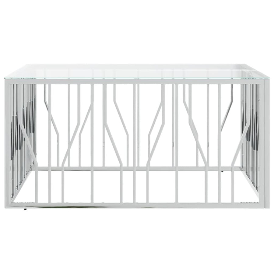 Salontafel 00X00X50 Cm Roestvrij Staal En Zilver Glas