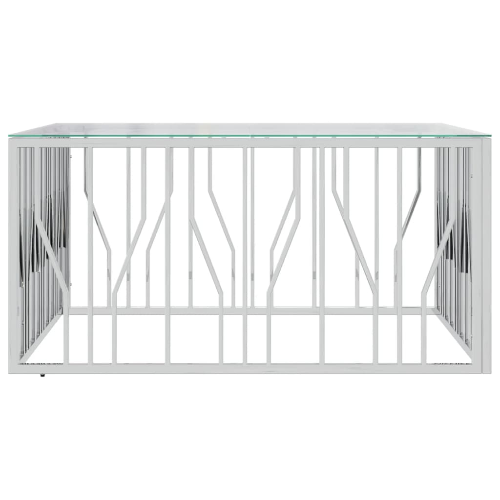 Salontafel 00X00X50 Cm Roestvrij Staal En Zilver Glas