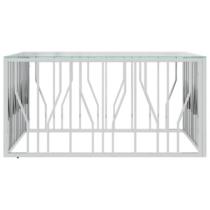 Salontafel 00X00X50 Cm Roestvrij Staal En Zilver Glas