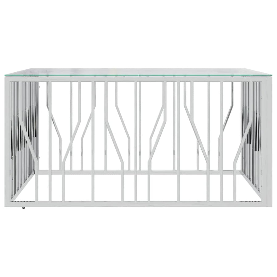 Salontafel 00X00X50 Cm Roestvrij Staal En Zilver Glas