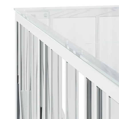 Salontafel 00X00X50 Cm Roestvrij Staal En Zilver Glas