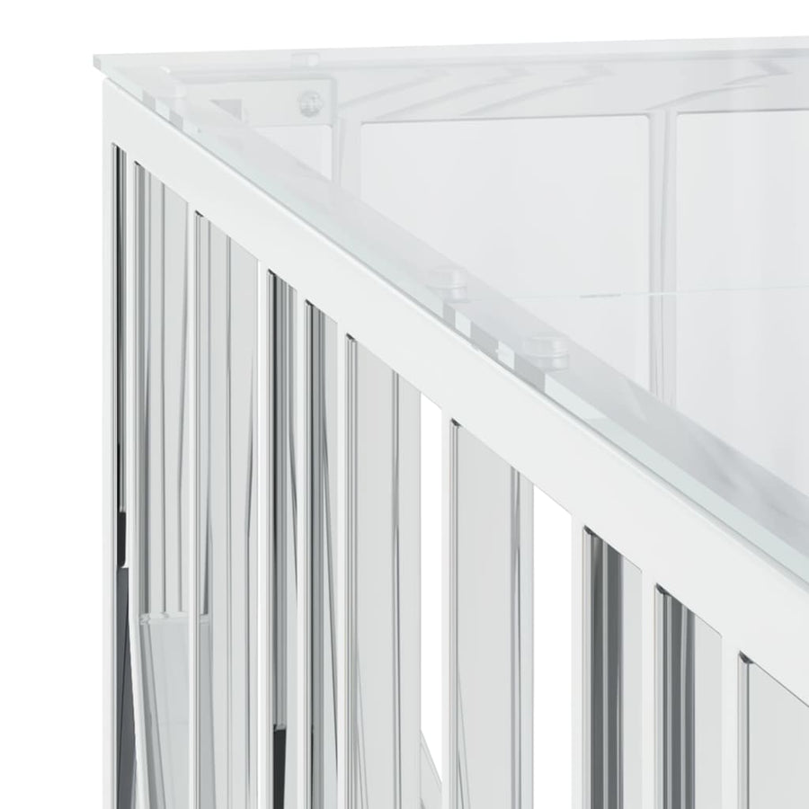 Salontafel 00X00X50 Cm Roestvrij Staal En Zilver Glas