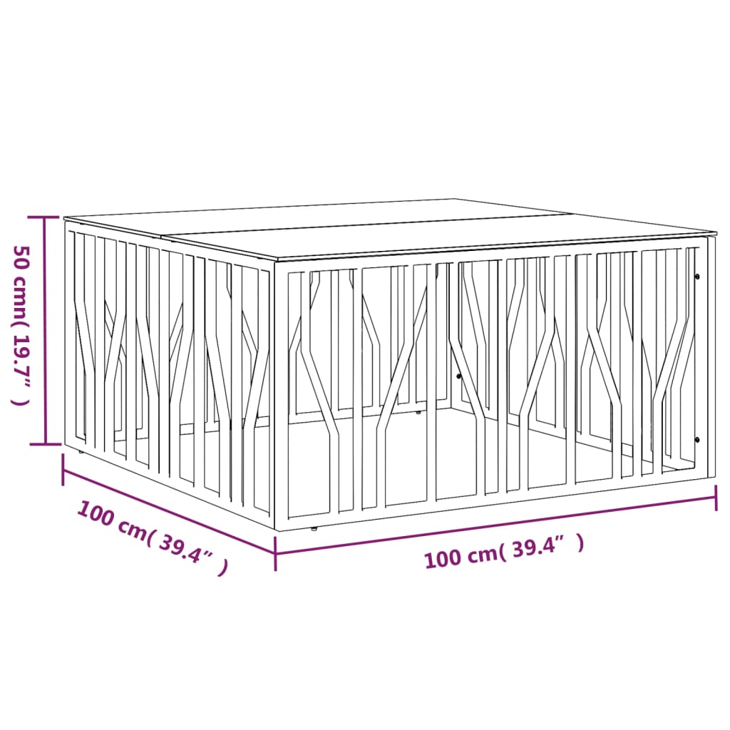 Salontafel 00X00X50 Cm Roestvrij Staal En Zilver Glas