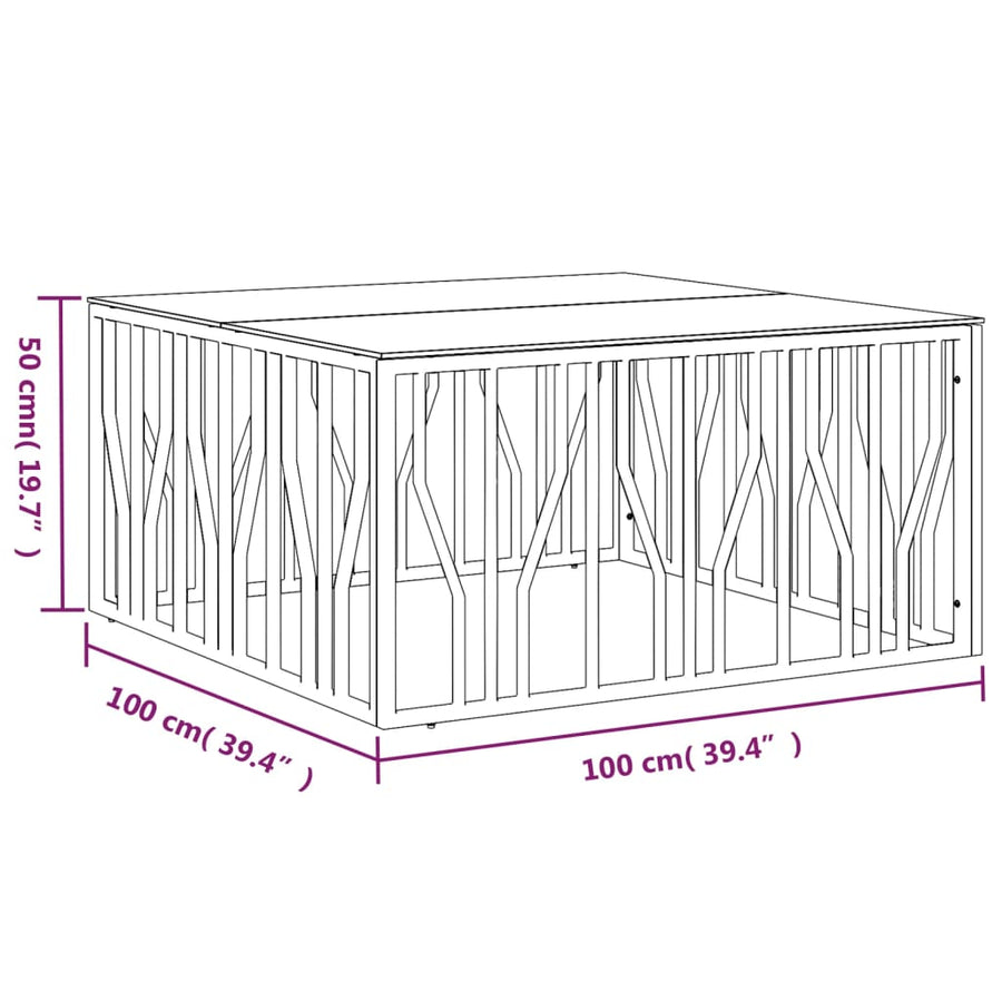 Salontafel 00X00X50 Cm Roestvrij Staal En Zilver Glas