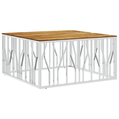 Salontafel Roestvrij Staal En Massief Acacia Zilverkleurig en bruin Hout