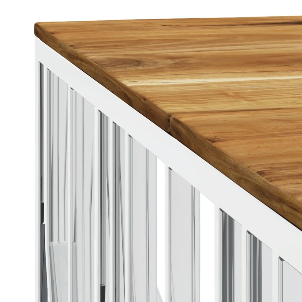 Salontafel Roestvrij Staal En Massief Acacia Zilverkleurig en bruin Hout