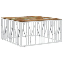 Salontafel Roestvrij Staal En Massief Gerecycled Zilver Multikleur Hout