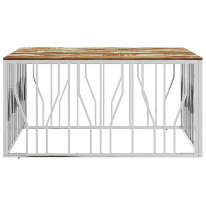 Salontafel Roestvrij Staal En Massief Gerecycled Zilver Multikleur Hout