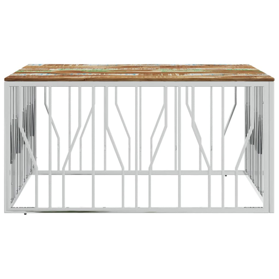 Salontafel Roestvrij Staal En Massief Gerecycled Zilver Multikleur Hout