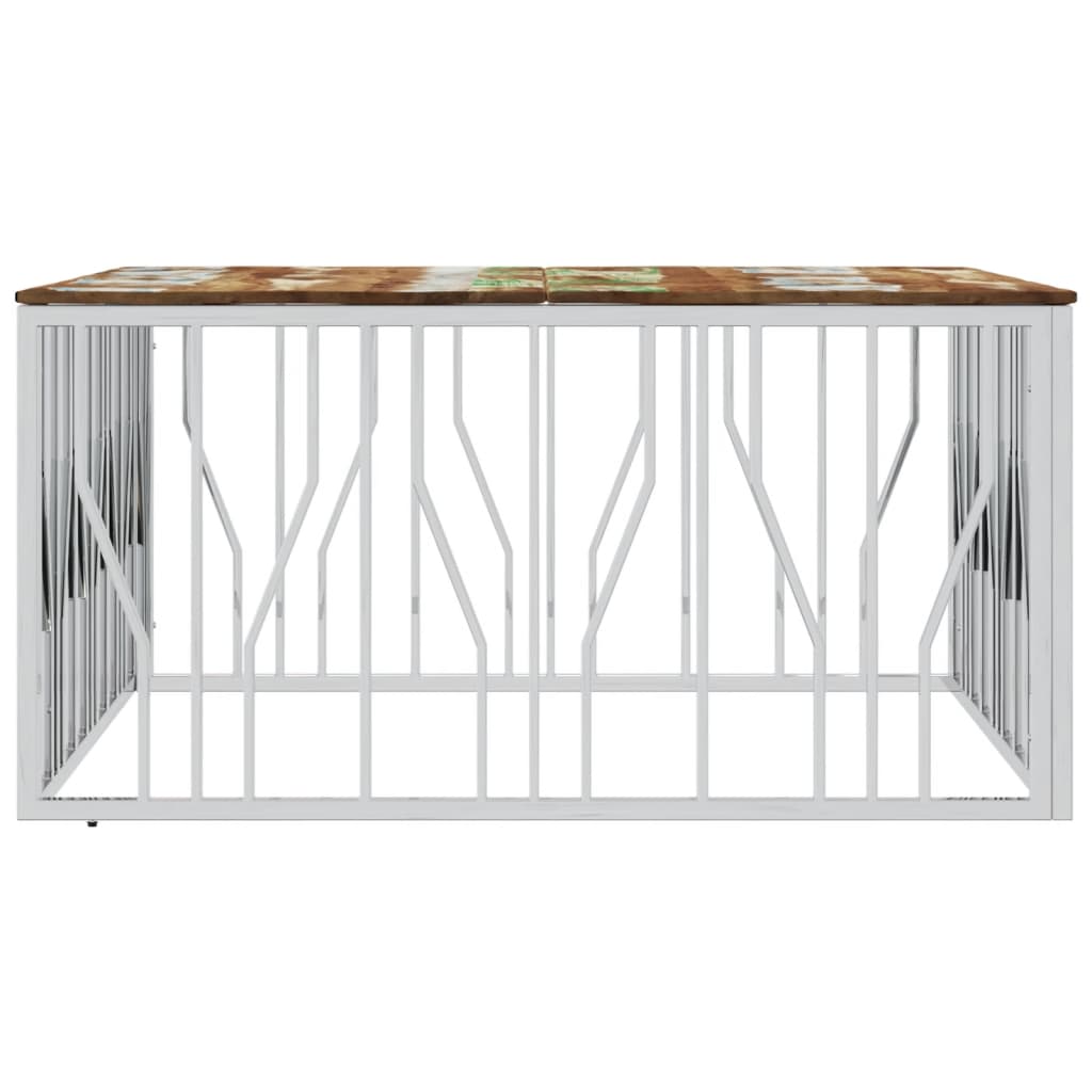 Salontafel Roestvrij Staal En Massief Gerecycled Zilver Multikleur Hout