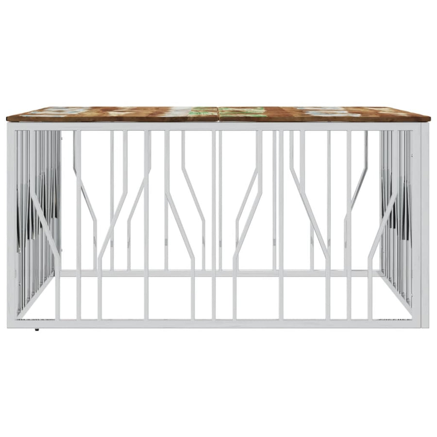 Salontafel Roestvrij Staal En Massief Gerecycled Zilver Multikleur Hout