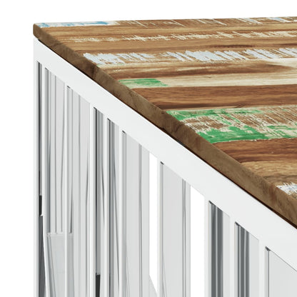 Salontafel Roestvrij Staal En Massief Gerecycled Zilver Multikleur Hout