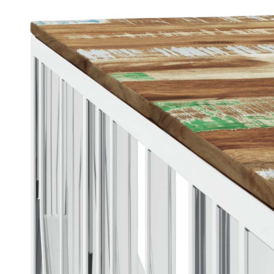 Salontafel Roestvrij Staal En Massief Gerecycled Zilver Multikleur Hout
