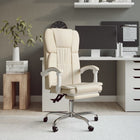 Office chair adjustable faux leather cream