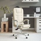 Office chair massage adjustable faux leather cream