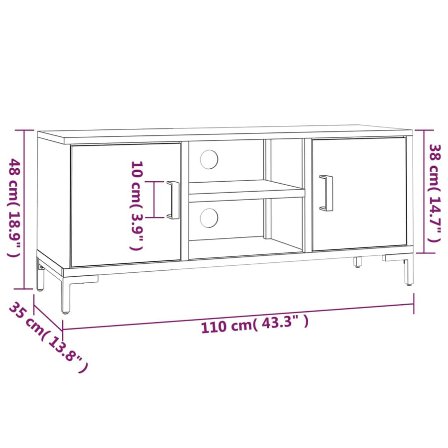 Tv-Meubel Massief Grenenhout 110 x 35 x 48 cm Bruin